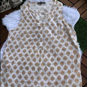 Ava Cristine Blouse Sleeveless White Gold Size M